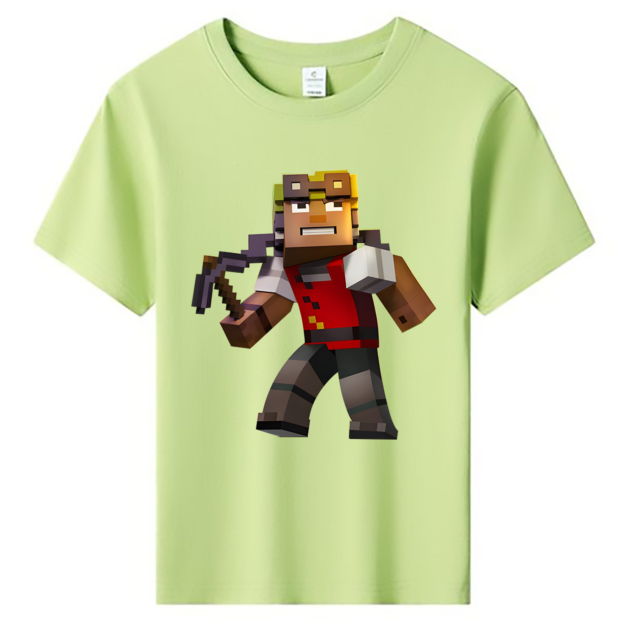 （画像用） マインクラフト ブロックの世界 Minecraft MC Block world 綿100％キッズTシャツ（フロントプリント）